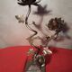 Chandelier en fer motif  fleural et pied en fonte d acier   2kg   40x24cm 1970