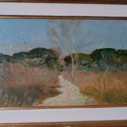 Peinture à l'huile paysage en carton maremme Bruno Loretti (Livourne 1940)