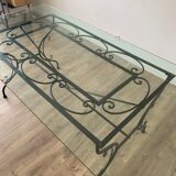 Glass and wrought iron table
