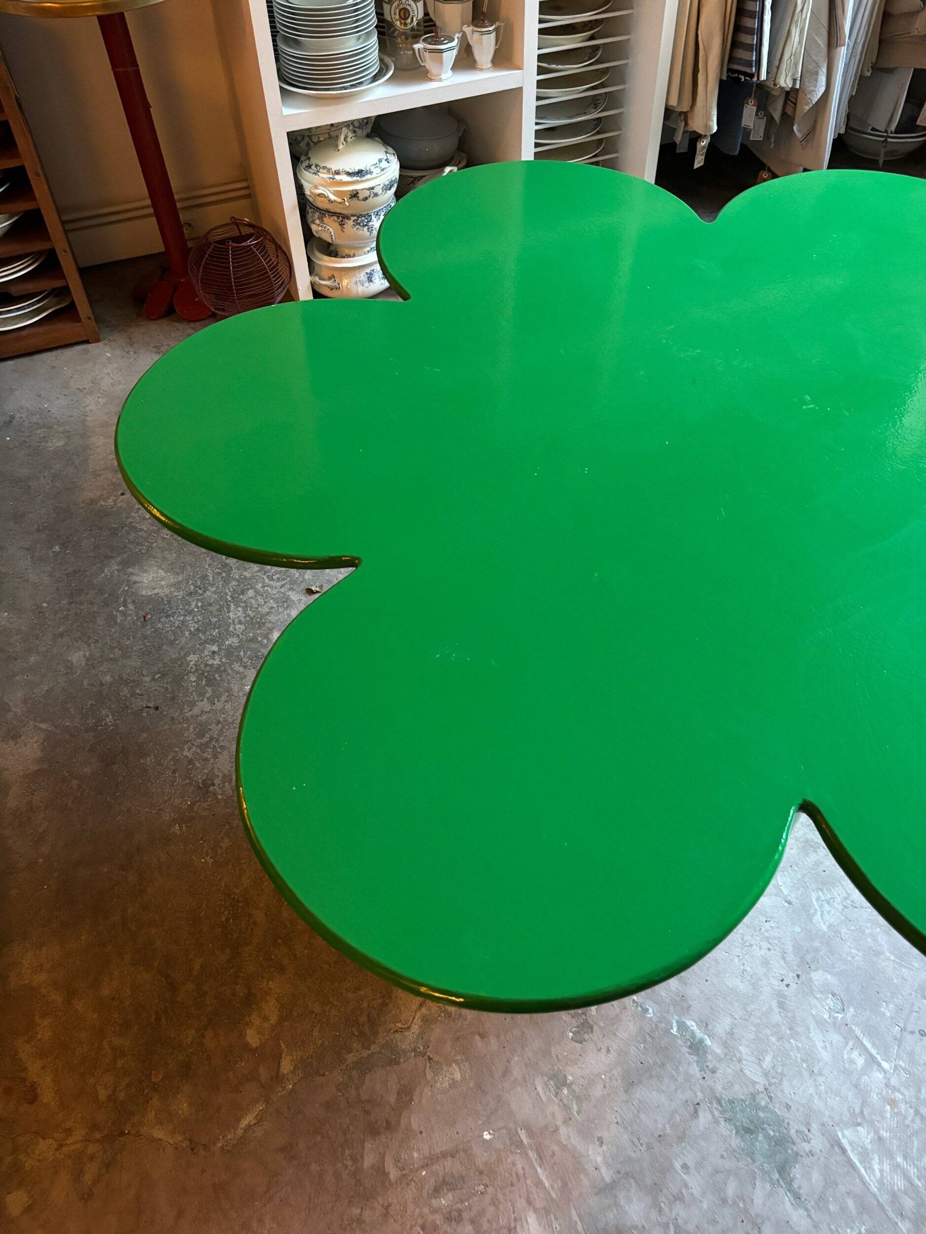 Tomotom table in wood and green metal by Bernard Holdaway, 1960