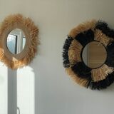 Mirror in raffia, 47 cm