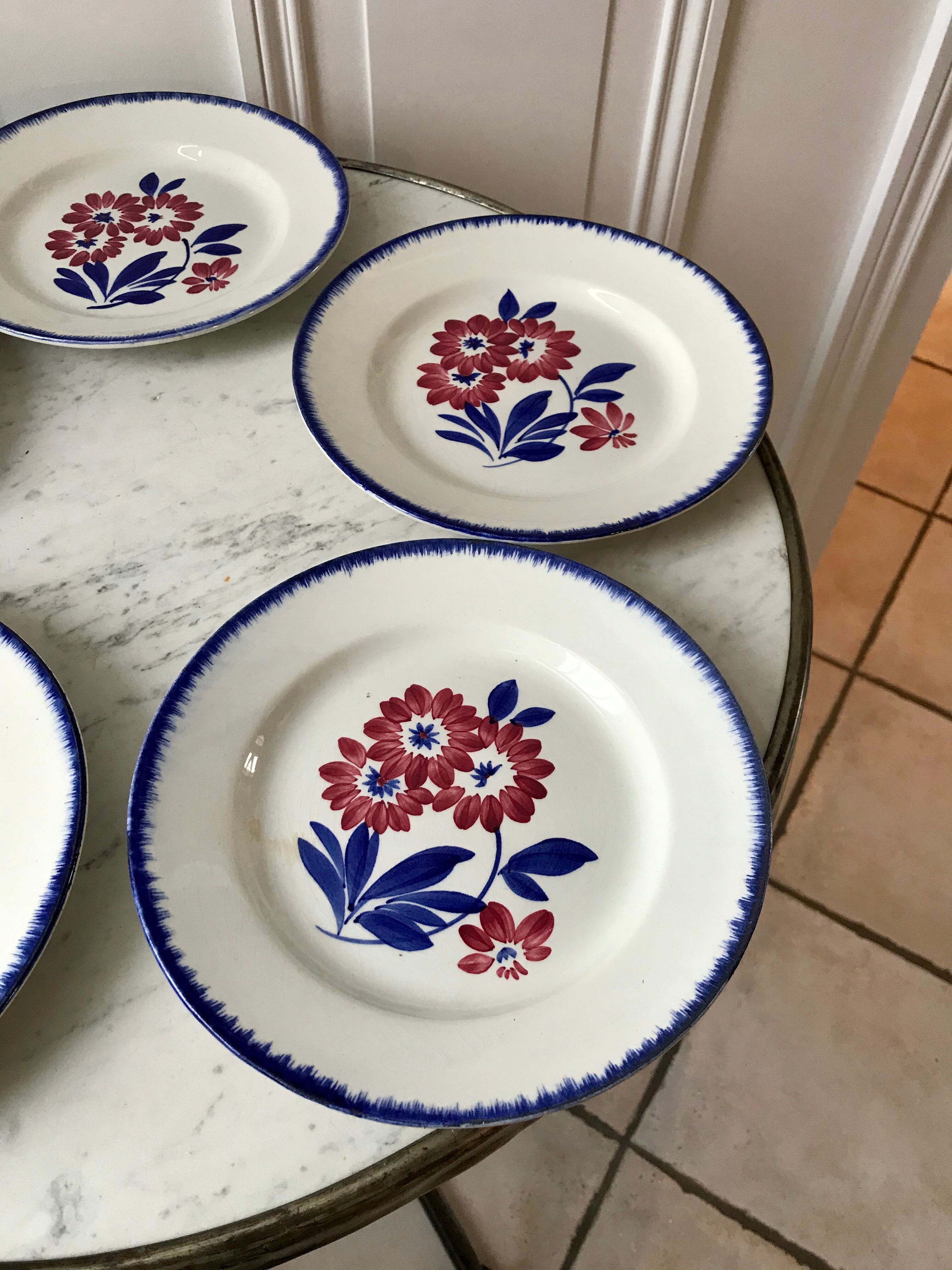 Set of 5 dessert plates gien model "cancale" 40s