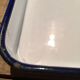 White and navy enamelled plate tray