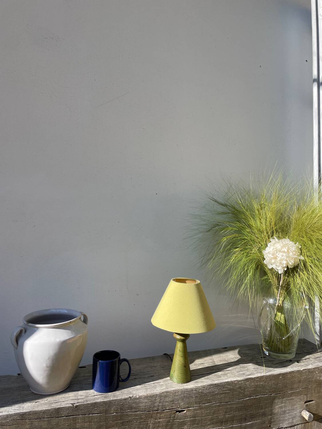 Italian green turned wood lamp, 1980