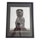 Vintage framed silver print, Moai of Easter Island, ethnological mission from 1970