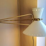 Large double-light articulated wall lamp, 1950s