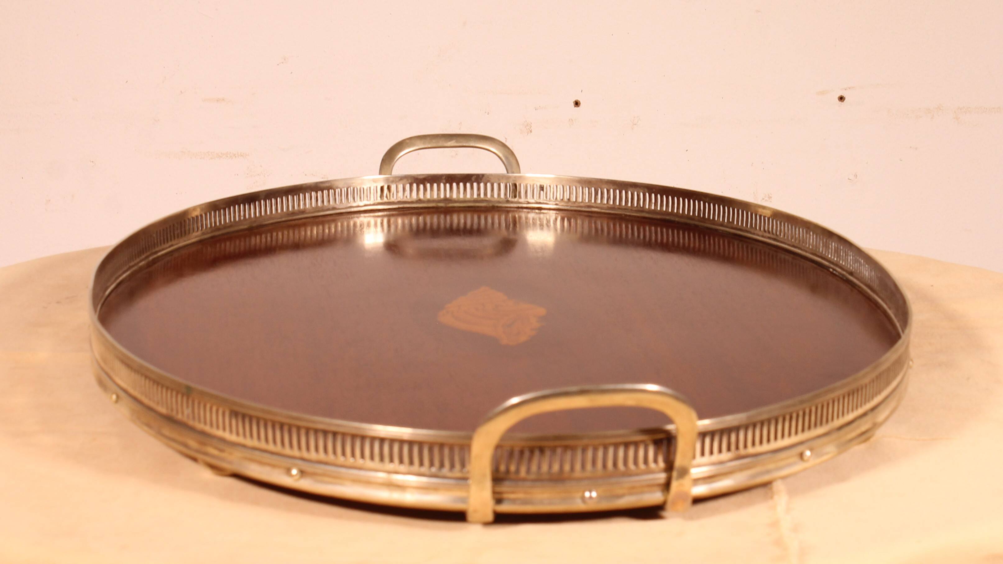 19th century silver-plated metal and mahogany tray