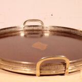 19th century silver-plated metal and mahogany tray