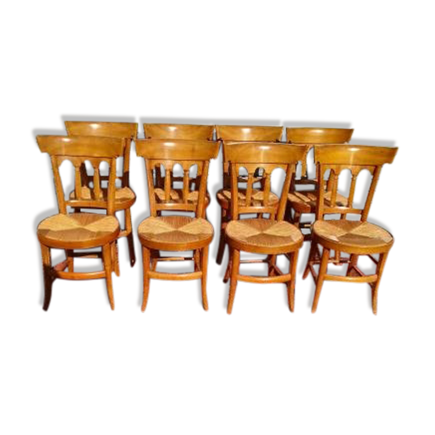 suite of 8 mulched chairs in cherry