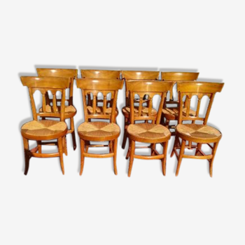 suite of 8 mulched chairs in cherry