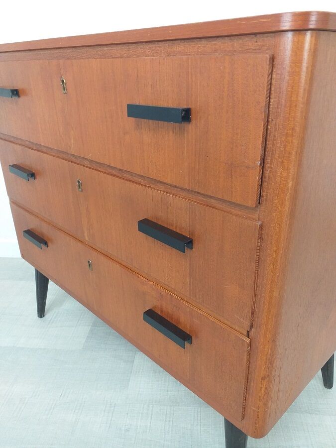 Scandinavian dresser 60s teak vintage compass feet