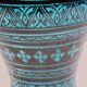 Moroccan turquoise and black ceramic vase, 40 cm