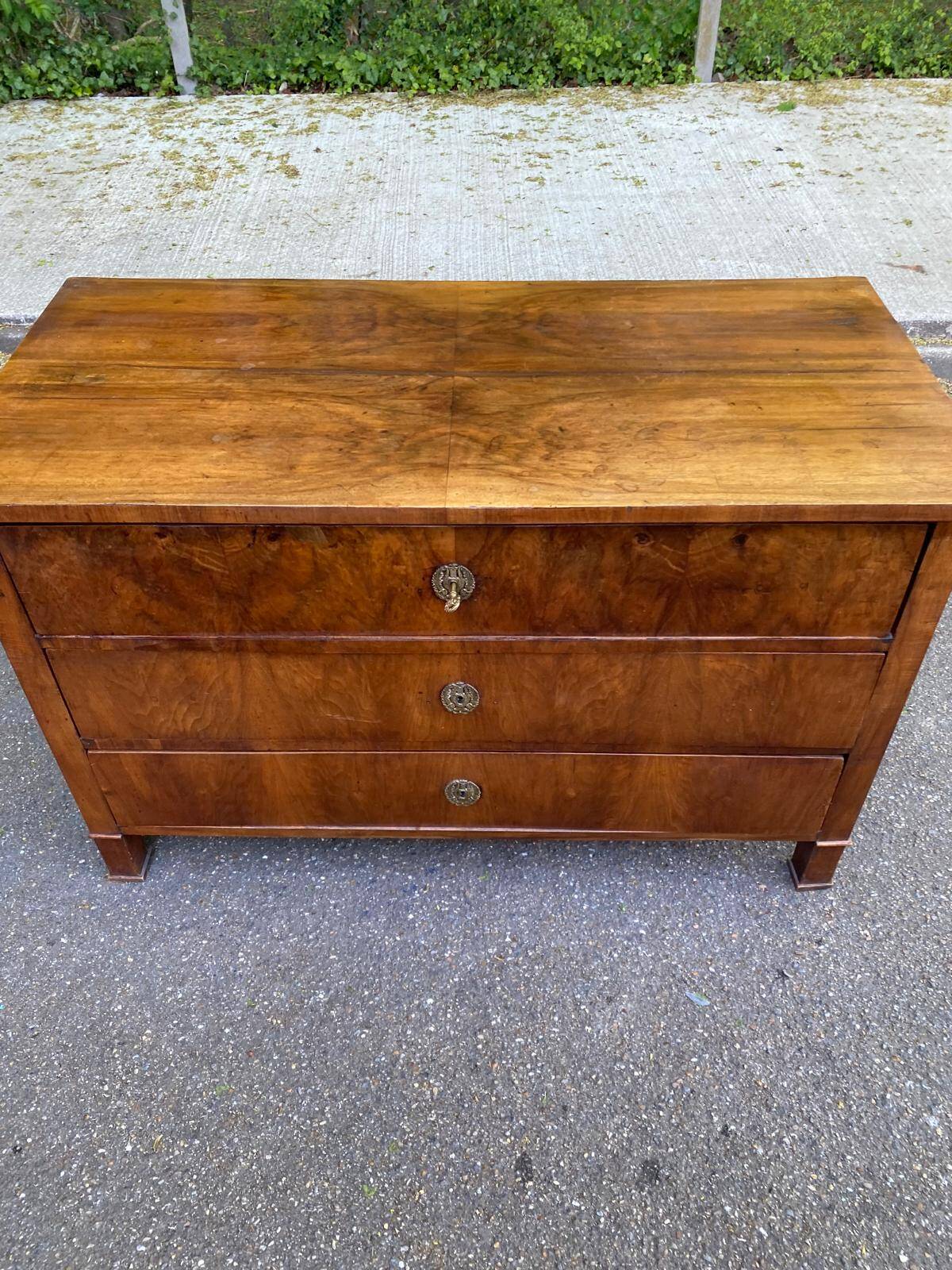 Vintage Louis Philippe walnut commode from the 19th century.