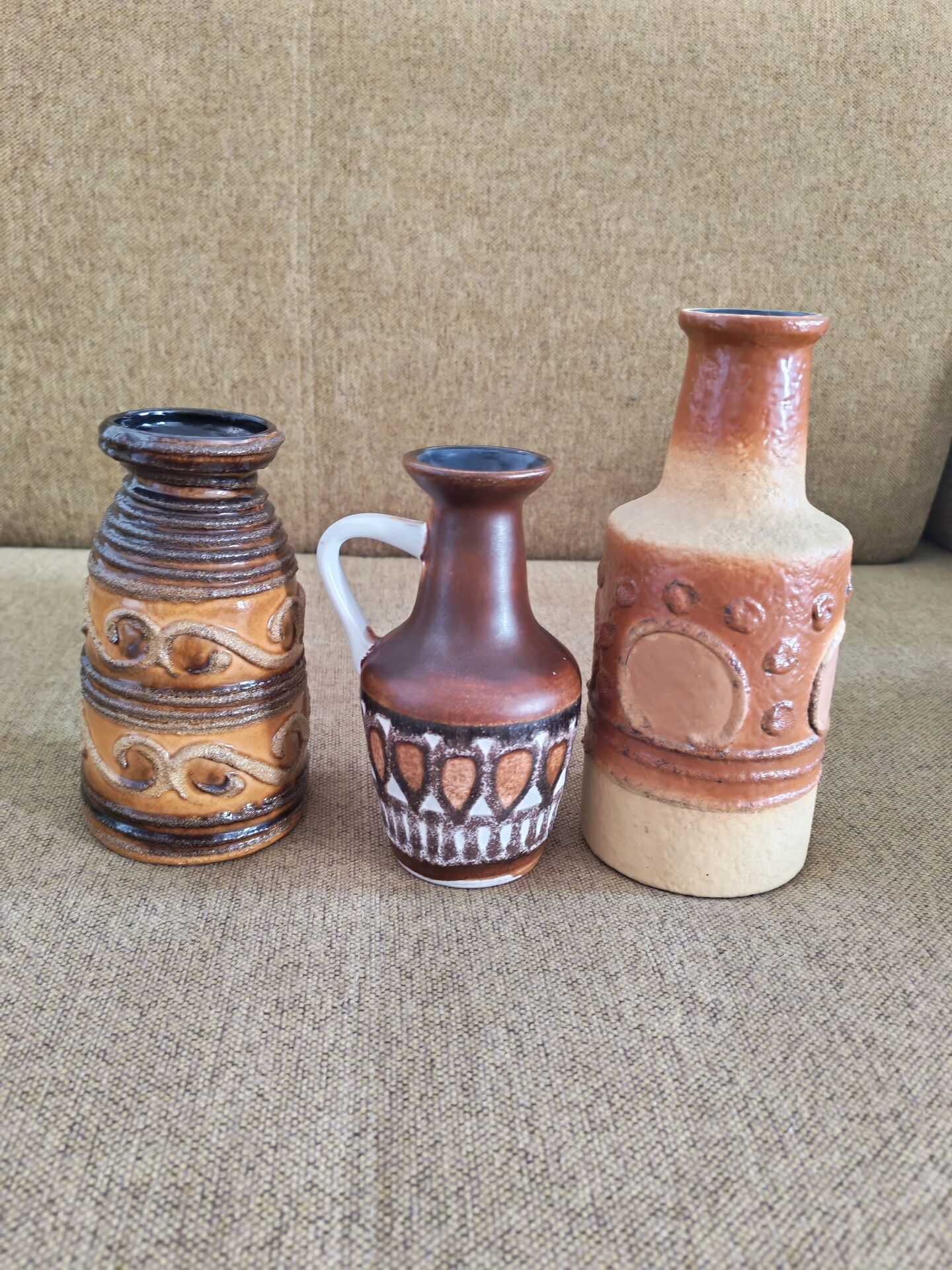 Composition de 3 vases allemandes  style brutaliste 1960