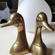 Zoomorphic bookends duck head, in solid brass, vintage 60s/70s