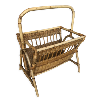 Rattan & wicker magazine rack 60s vintage