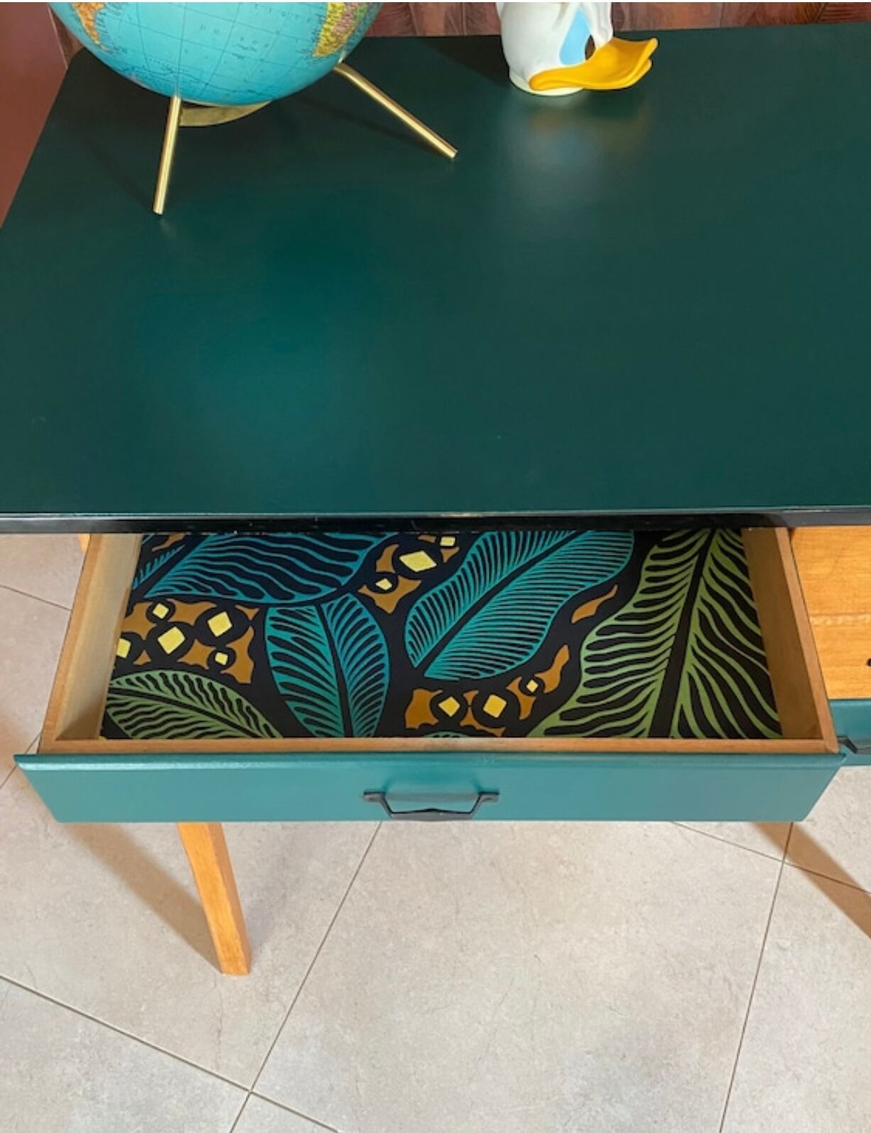 Old Formica children's desk, compass feet, vintage