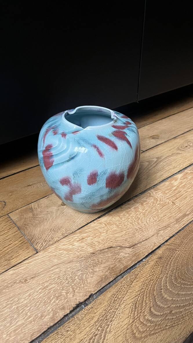 Turquoise and colorful ceramic vase