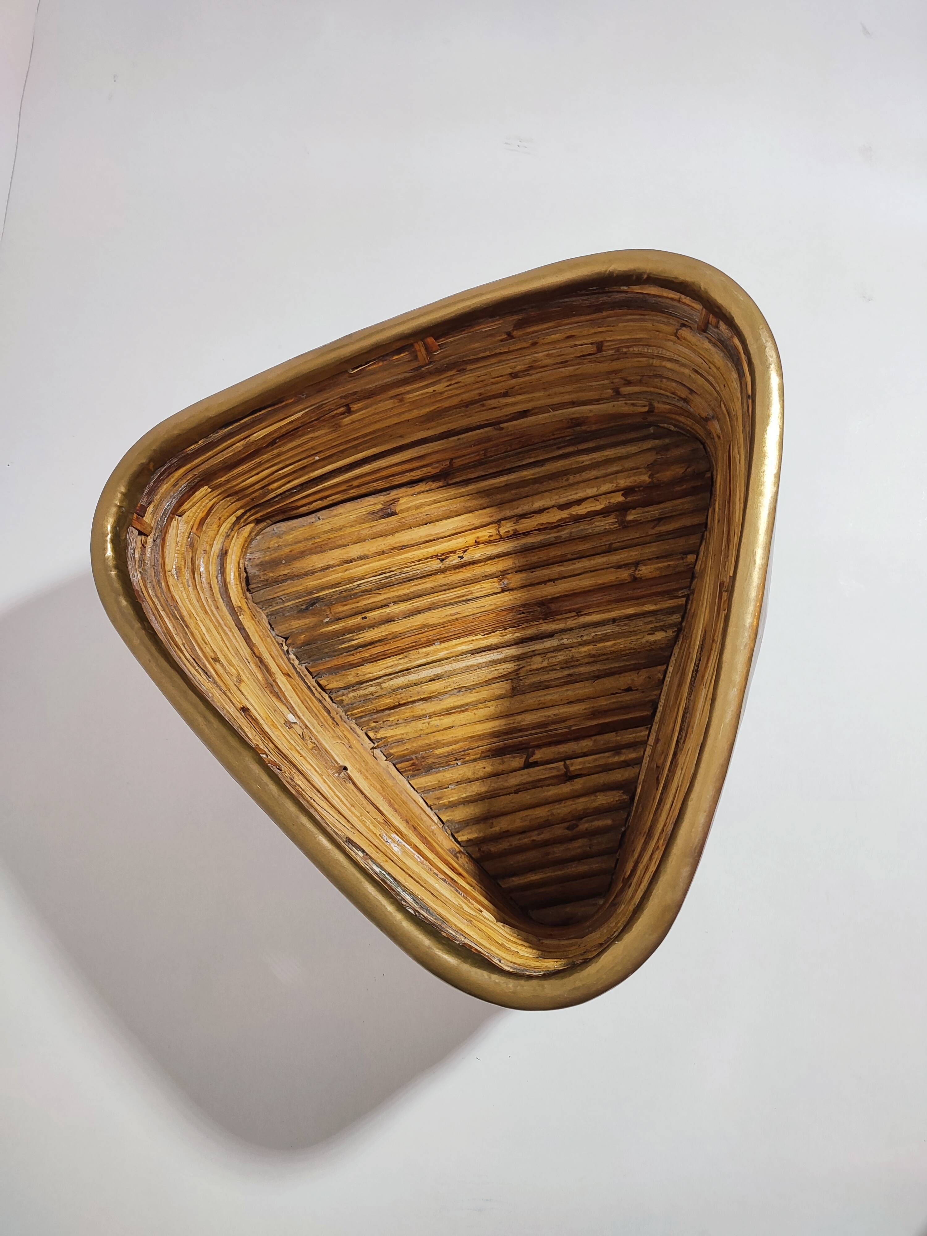 Rattan Brass Basket 1970