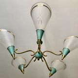 Lustre cônes vert et or 1950