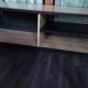 Industrial tv cabinet in metal and wood.