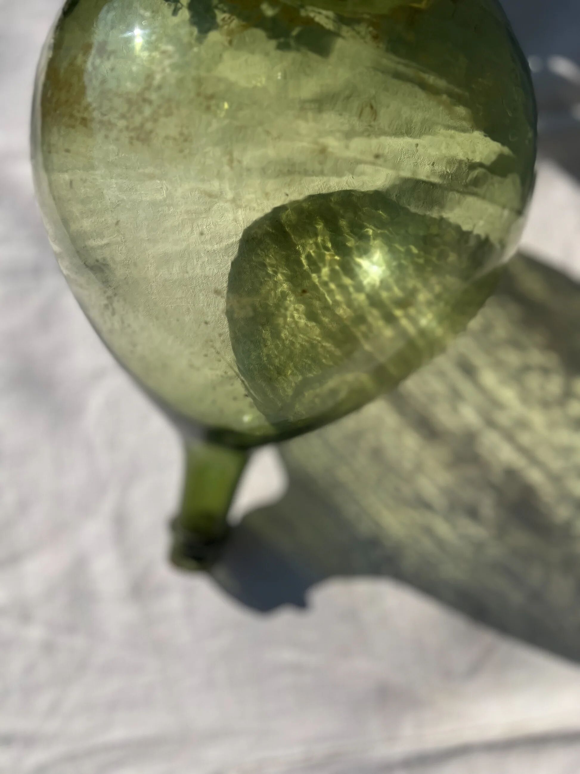 Large French green glass demijohn