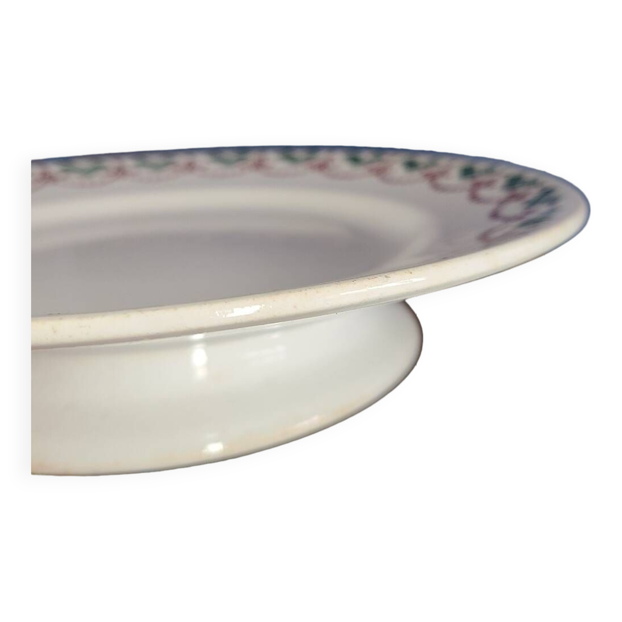 Old dish on foot / porcelain compotier moulin des loups