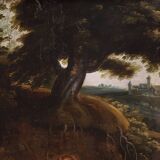 17th century mythological painting, Meleager offers the boar's head to Atalanta