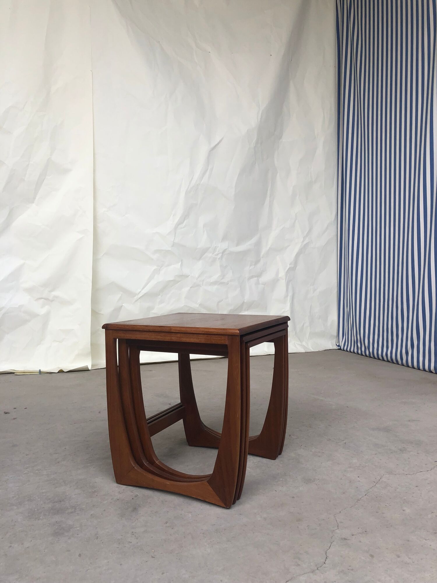 Vtg Mid Century Quadrille Teak Sunelm Nest Of Tables Side Coffee Table Danish