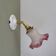 Vintage tulip-shaped lamp in frosted white and pink glass.