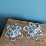 Glass or crystal flower candle holders