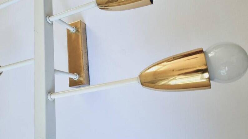 Pair of Midcentury Wall or Ceiling Lamps, Flush Mounts, Stilnovo Style, 1960s