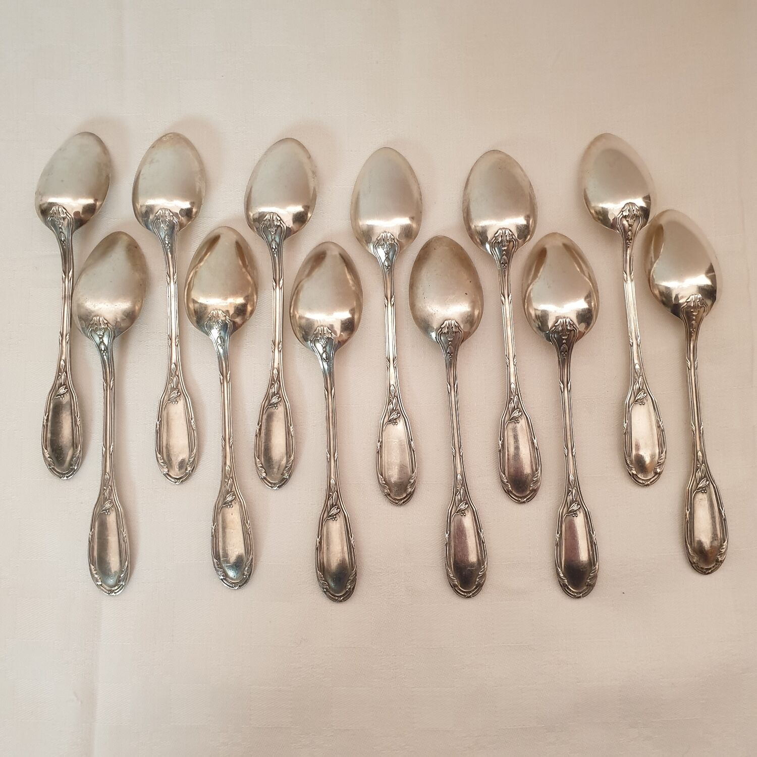 12 small silver metal spoons Orbrille