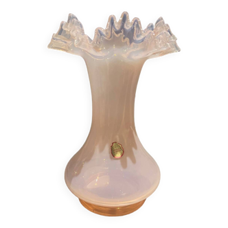 Vase rose en verre