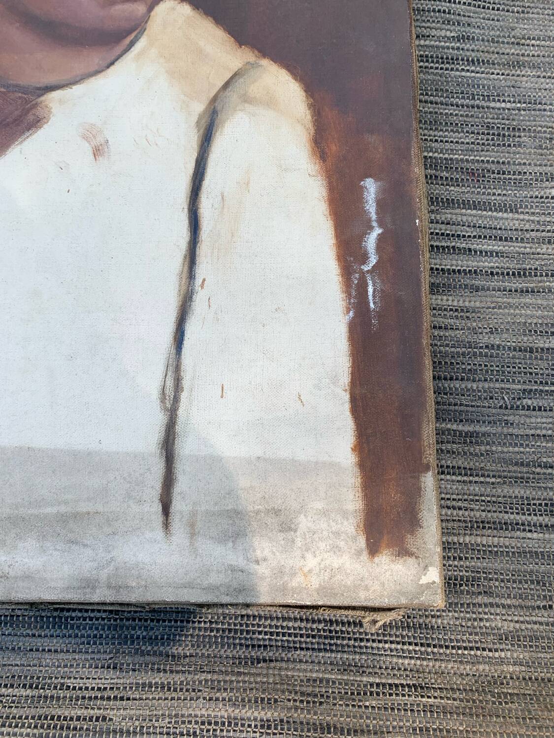 Portrait oil on old canvas