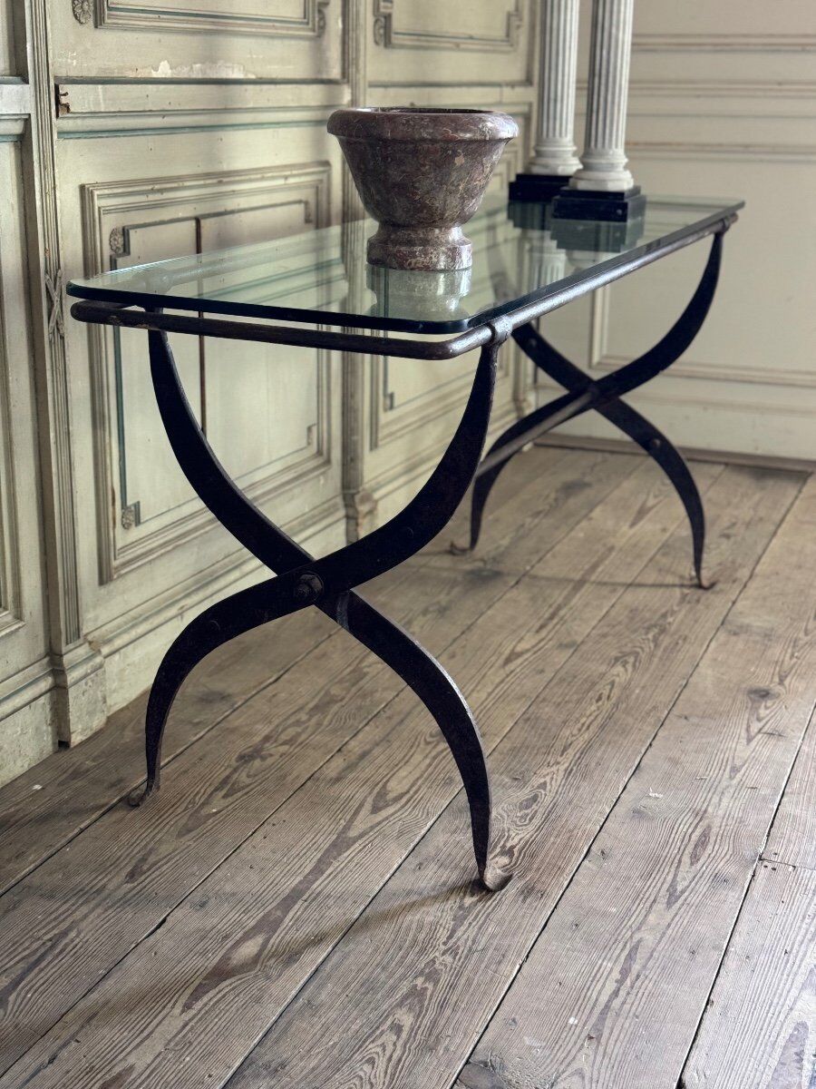 Wrought iron workshop table from around 1900