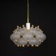 Large frosted glass and brass chandelier by Kinkeldey, Germany, 1970s.
