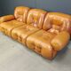 Mid century italian leather 3 seater sofa , 1970s