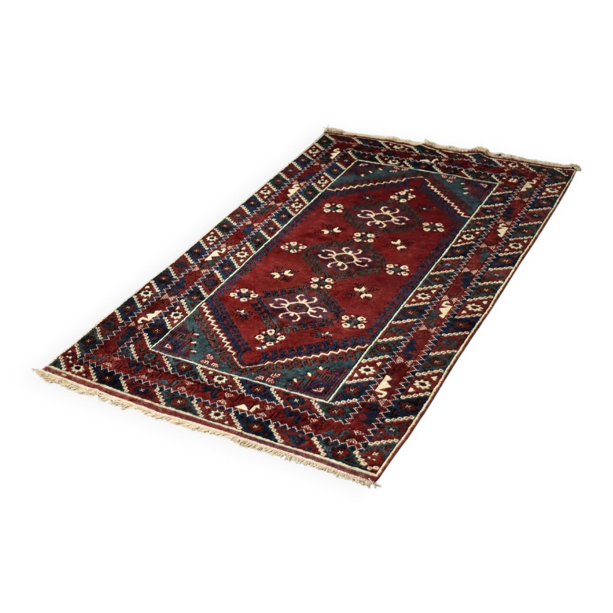Vintage Red Hand-Woven Oriental Afghan Rug, 1970s