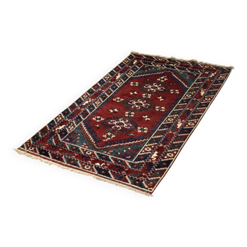 Vintage Red Hand-Woven Oriental Afghan Rug, 1970s