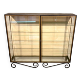 Double vintage metal and glass display cabinet from the 50s/60s – industrial style