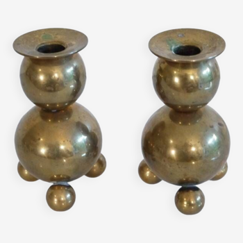 Pair of Scandinavian brass candlesticks from Gusum 1970