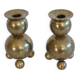 Pair of Scandinavian brass candlesticks from Gusum 1970