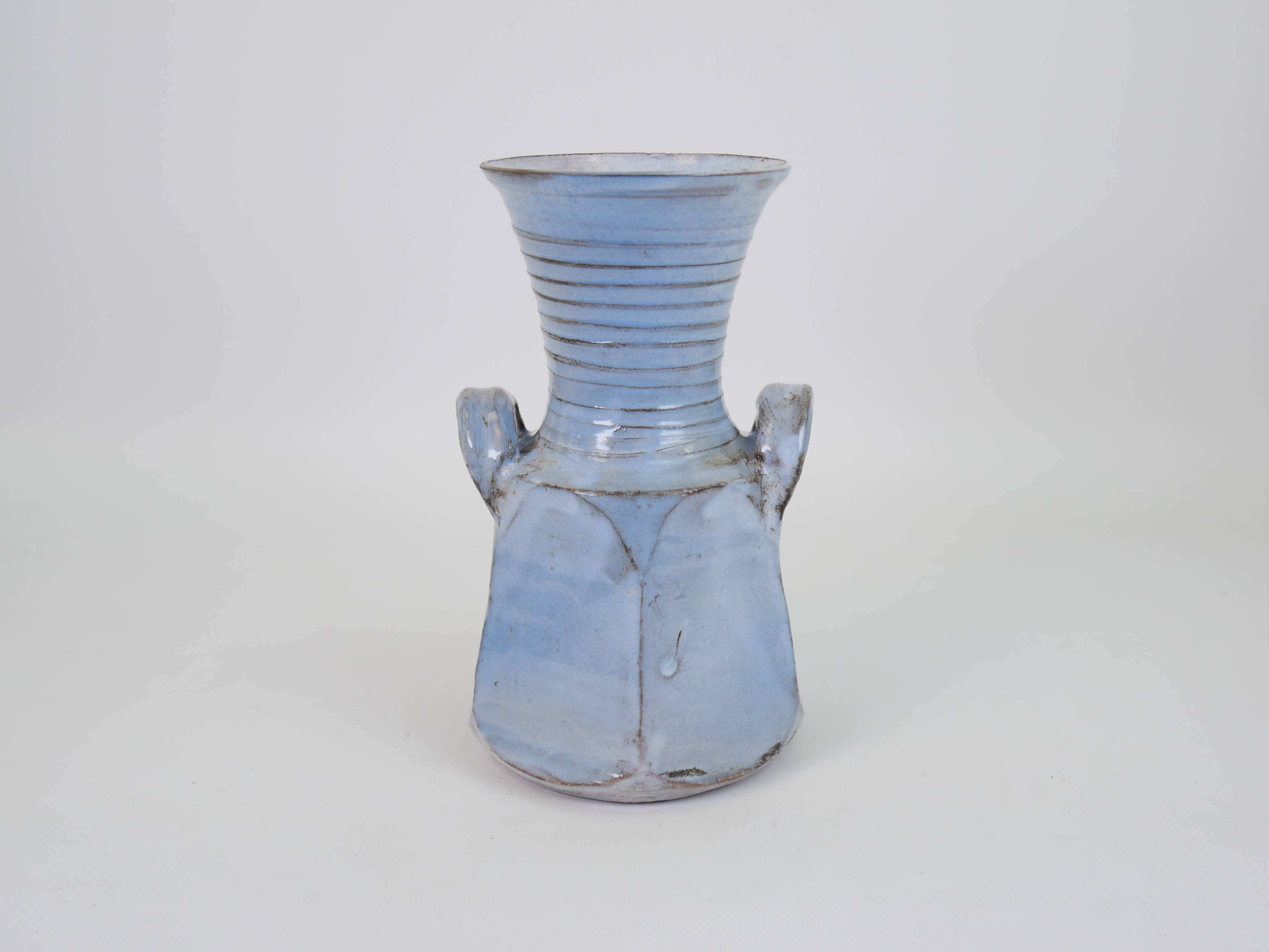 Sky blue glazed ceramic vase