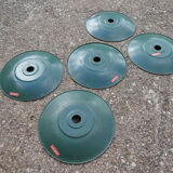 Lot of 5 green bistro lampshade in enamelled sheet metal - Souplemail