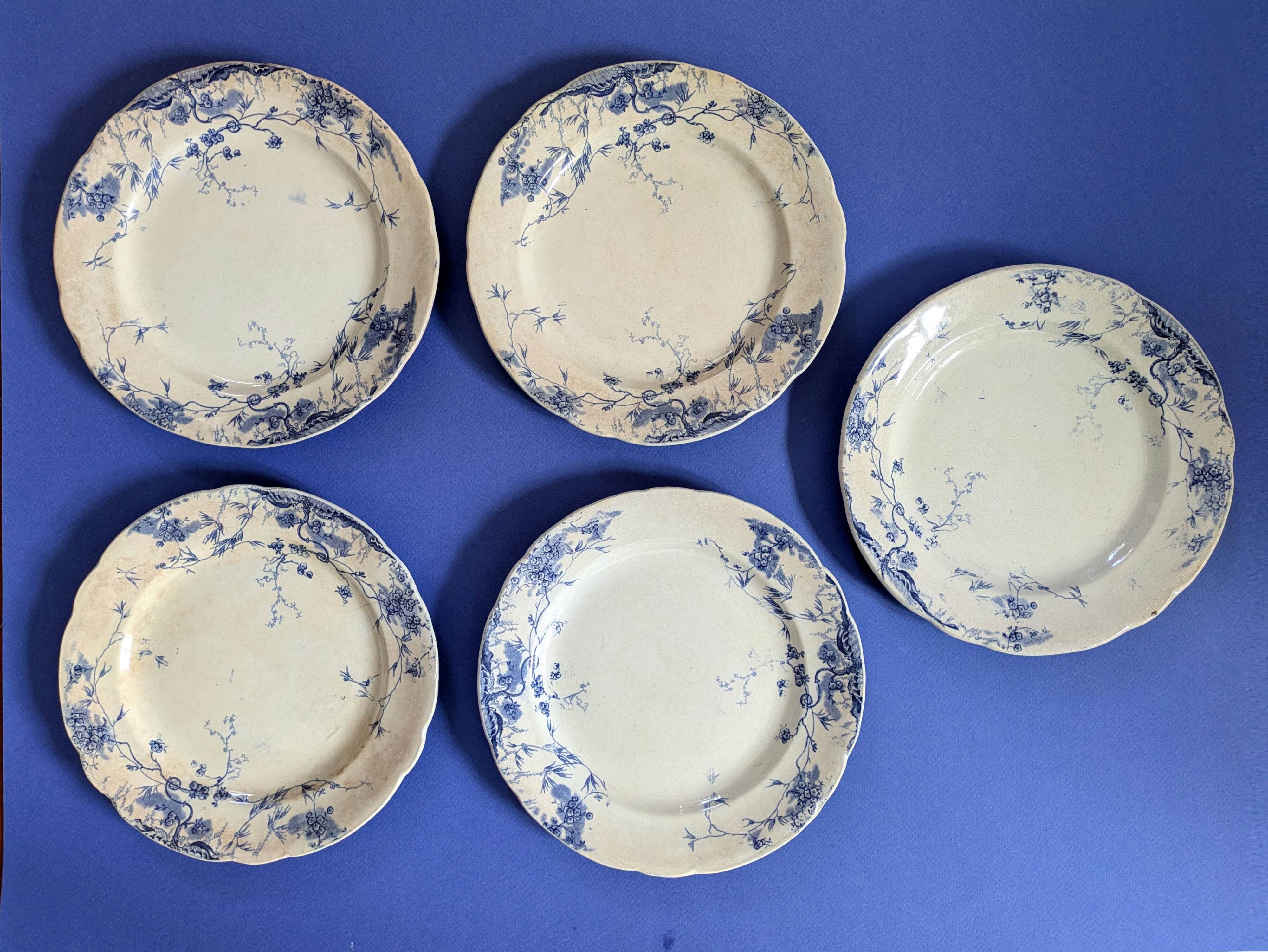Set of 5 Empire Works Stoke on Trent "Zephyr" series dessert plates