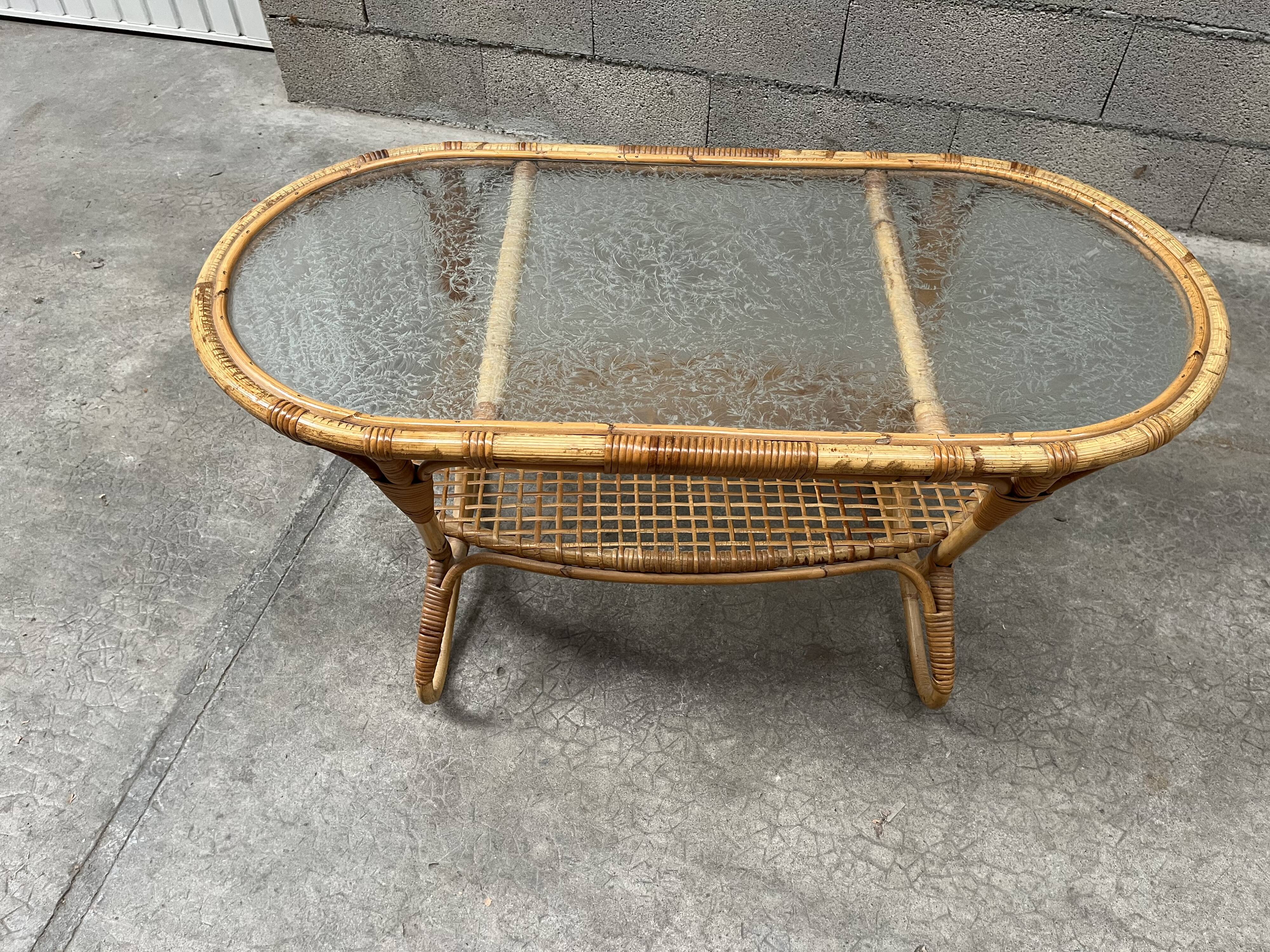 vintage coffee table from the 60s rattan