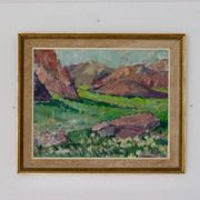 Mid-century oil painting "Mountain Scene"