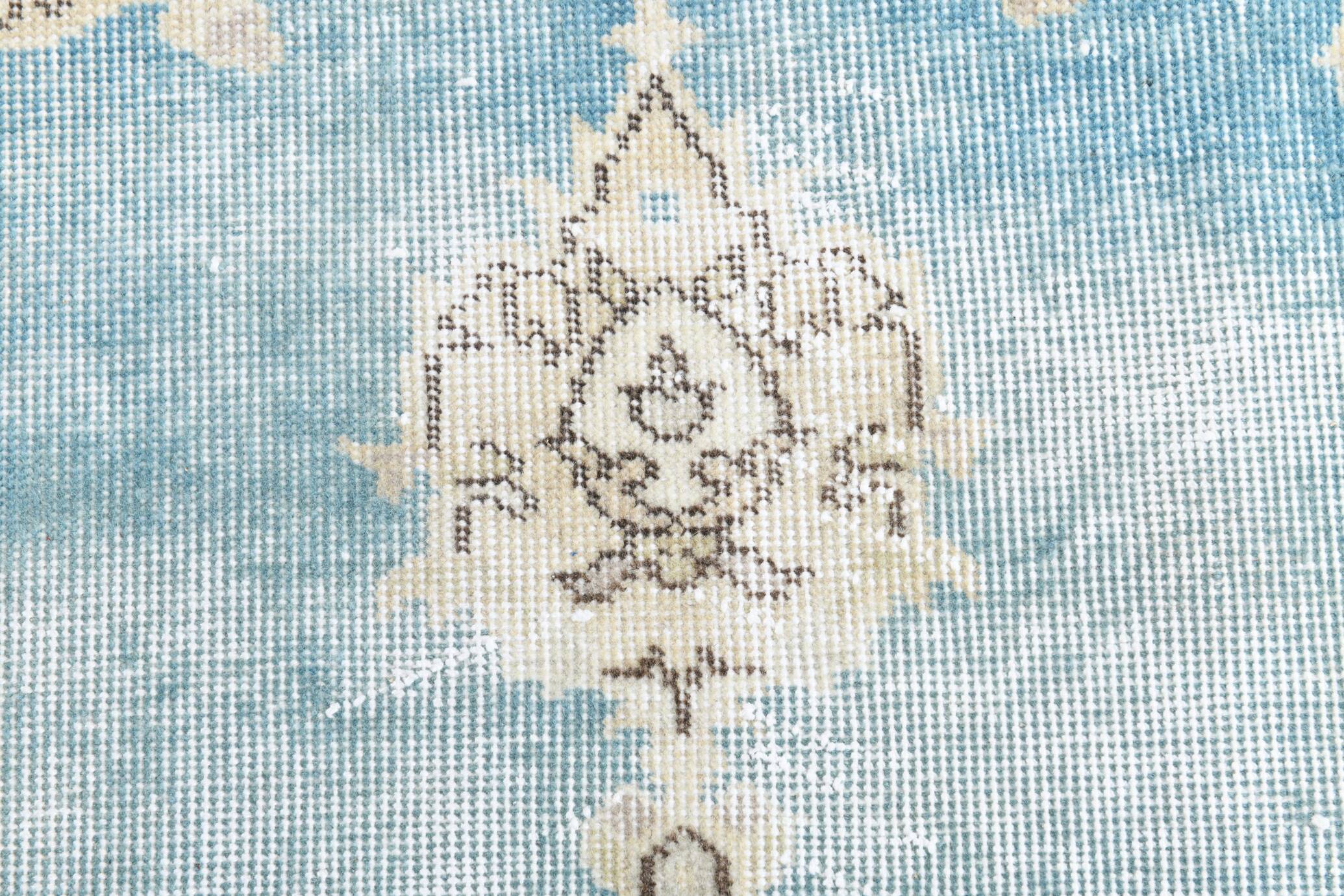 4x6 Sky Blue Orienta Classic Pattern Vintage Rug, 113x201Cm