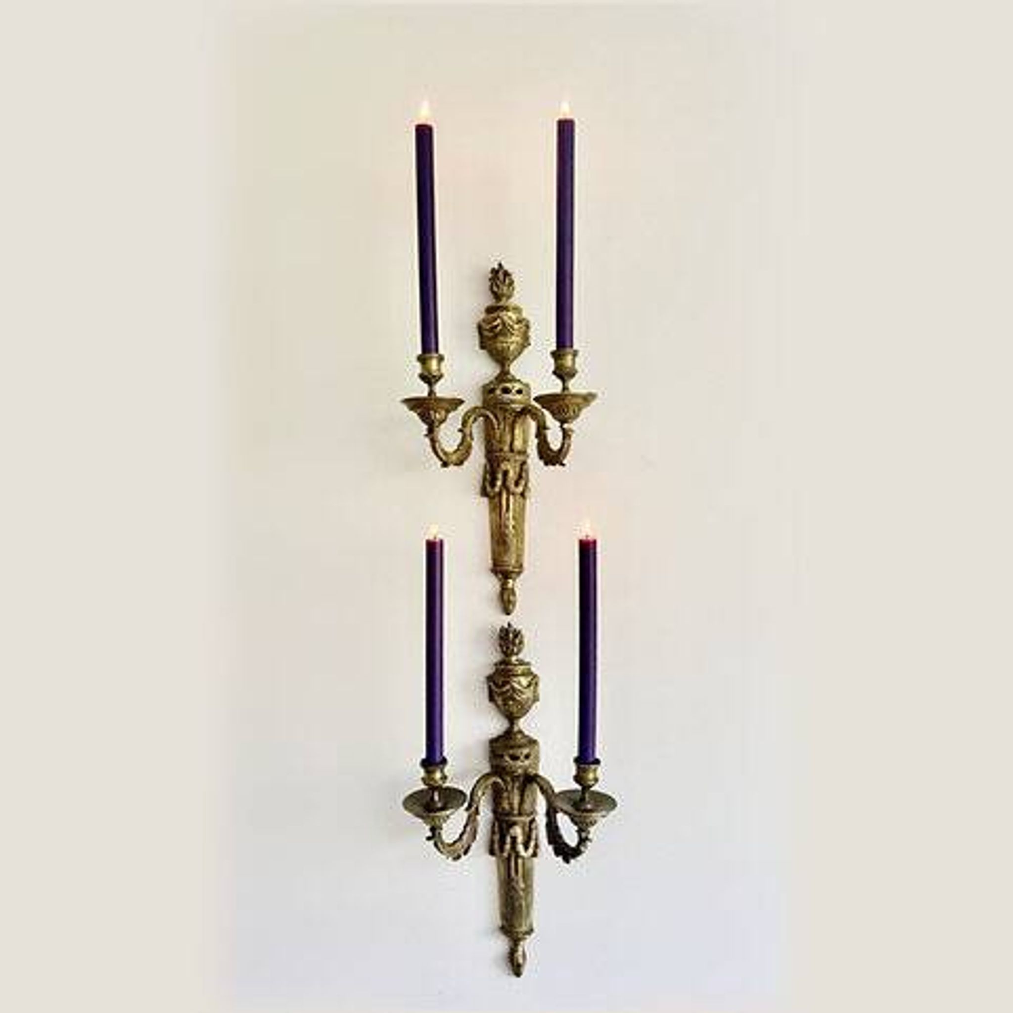 Pair of Mid-19th Century Napoleon III 2-Branch Gilt Bronze Candle Sconces